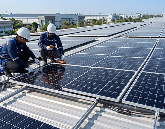 Tim VIPSOLAR ENERGY memasang panel surya